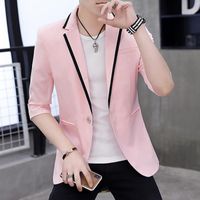 Wholesale Blazer Men Summer Fashion Casual Color Matching Half Sleeve Slim Suits Blazers