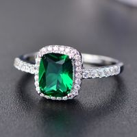 Wholesale Square color gem Large zircon ring Sterling silver Mossan Diamond ring