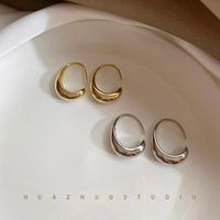 Wholesale Yuan S Women s Thin Silver Button Earrings French C shaped Gold plated Bridal Jewelry Anti Allergy Stud