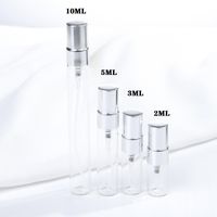 Wholesale 2 ml Plastic glass spray permanent bottle repeat filling small sample container silk screen printing gold silver