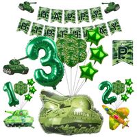 Wholesale Camo Party Tableware Paper Plates Cups Napkins Military Birthday Supplie Banner Camouflage Latex Ballons Army Cake Topper Decoration