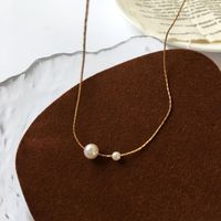 Wholesale Simple Design Big Small Pearl Pendant Necklace Elegant Women s Wedding Gold Clavicle Chain Charming Lady Party Jewelry Gift Necklaces