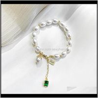 Wholesale Beaded Strands Drop Delivery Shell Flower Natural Freshwater Pearls Gold White Pink Bracelets For Women Jewelry Trends Bracelete Femini