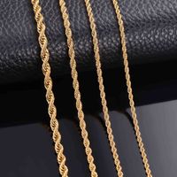 Wholesale Luxury designer Necklace piece Gold Color Width mm mm mm mm mm mm Rope Chain Necklaces Bracelet For Men Women Stainless Steel Neck