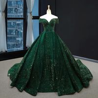 Wholesale Ethnic Clothing Green Off Shoulder Sexy Qipao Slash Neck Sparkly Sequins Ball Gown Dresses Lady Trailing Cheongsams Charming Plus Size Vesti