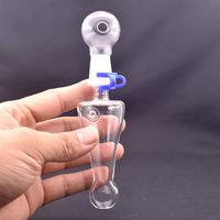 Wholesale Newest thick mini glass oil burner pipe with glass carb cap hole glass spoon hand pipe with dome and plastic clip for smoking dry herb