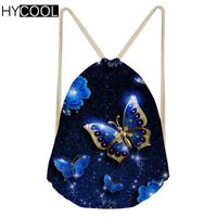 Wholesale Outdoor Bags HYCOOL Cute Butterfly Print Drawstring Bag Dental Gym For Yoga Girl Shopper Women Travel Beach Worek Plecak Sznurek