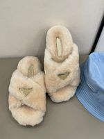 Wholesale High end cross women s rabbit hair slippers designer fashionable noble full anti slip sandals