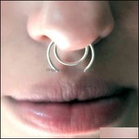 Discount fake gold nose ring Nose Rings & Studs Body Jewelrynose Handmade Gold Filled 925 Sier Vintage Ring Septum Hoop Grillz Fake Piercing Punk Jewelry Drop Delivery 2