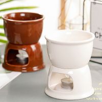 Wholesale 1 set of ceramic chocolate hot pot with forks ice cream bowl butter insulated pot household NEW