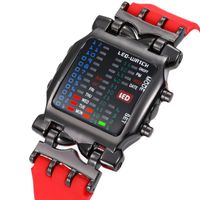 Wholesale Wristwatches LED Digital Binary Watches Outdoor Daily Waterproof Sport Watch Students Square Dial Silicone Band Casual Wrist