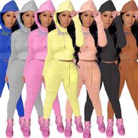 Wholesale Women s Two Piece Pants Winter Clothes Women Sweat Suits Set Stacked Sweatpants Matching Sets Fashion Clothing Fold Drop