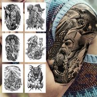 Wholesale War Warrior Temporary Tattoo For Men Women Adult Kids Black Monster Tattoos Sticker Large Evil Devil Fake Covers Up Tatoos Decor