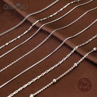 Wholesale Real Sterling Silver Necklace Jewelry Style cm Long Choker Silverware Chain Wedding Party Gift for Women Q0605
