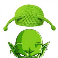 Wholesale Creative hand made sand carving funny ruffian young same Shrek green monster knitted hat