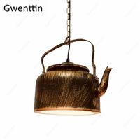 Wholesale Pendant Lamps Iron Kettle Retro Industrial Hanging Lamp For Bar Decor Dining Room Kitchen Home Modern Led Light Fixture Teapot Luminaire