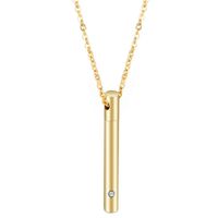 Wholesale Memorial gift cremation jewelry zircon open cylinder perfume stainls steel Urn gold plated bar pendant ash necklace