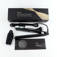 Wholesale 2021 Hair Straighteners Professional Styler Flat Iron Straightener Gold Styling tool Black Color Good Quality With Retail Box