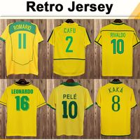 Wholesale 1998 DUNGA Retro Home Away Mens Soccer Jerseys ROMARIO PELE Football Shirts National Team RONALDINHO RIVALDO Uniforms