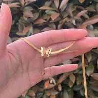 Wholesale Butterfly Choker for Women Adjustable Gold Chain Charm Stainless Steel Necklace Kpop Delicate Pendant Bridal Jewelry