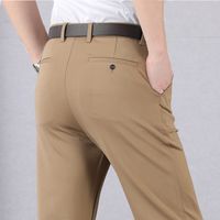 Wholesale New Slim High Stretch Mens Casual Pants Sunmmer Classic Solid Color Business Wear Formal Suit Pant Dropshipping