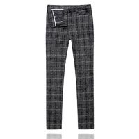 Wholesale Men Plaid Suit Pant Slim Design Dress Pants Men Yellow Blue Gray Black Leisure Pant Asia Size S M L XL XXL XXXL XL XL
