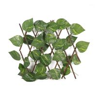 Wholesale Decorative Flowers Wreaths A Retractable Trellis Fence With Artificial Green Leaf Wooden Hedge Garden Screen