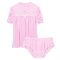 Wholesale Men Sissy Lingerie Set Erotic Sexy Night Gown Gay Underwear Puff Short Sleeves Chiffon Dress With Panties For Male Crossdressing Bras Sets
