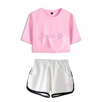 Wholesale Men s T Shirts Karol G Summer Women Pullover Elastic Waist Harajuku Suits Short Tops Fashion Cool Streetwear Two Piece Sets Sportswear