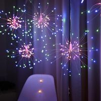 Wholesale Party Decoration Hanging Firework Starburst String LED DIY Copper Fairy Garland Dating Christmas Lights Outdoor Twinkle Decorations
