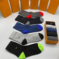 Wholesale boutique gift box printing cotton causal long Stockings paris style couple spring and summer random color Mens socks letter