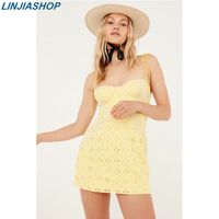 Wholesale For Love Women s Picnic Mini Dress with underwire cups Adjustable straps Mixed prints gingham and eyelet sunshine dress