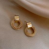 Wholesale Simple Gold Metal Multi layer Circle Winding Stud Earring Geometric Round Small Hoop Earrings for Women Girl Party Jewelry