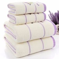 Wholesale High Quality Luxury Lavender Cotton Fabric Purple White Set Bath s For Adults Child Face Towel Bathroom Pieces