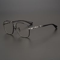Wholesale 70 OFF Factory Promotion Punk style two color craft frame cross carved double beam square large face chrome glasses can be matched