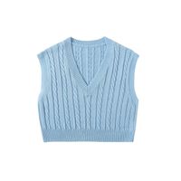 Wholesale 2021 Korean Designer Custom Sweaters Simple Casual Ladies Knit V neck Sweater Vest
