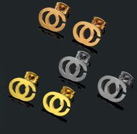 Wholesale High quality Never Fade Hollow Letter Colors Metal Studs for Women L stainless Steel Punk Small Design polished Earrings Brincos Geometric Jewelry Wholesales