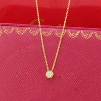 Wholesale Singel CZ diamond Pendant Rose Gold Sier Color Necklace for Women Vintage Collar Costume Jewelry only with bag