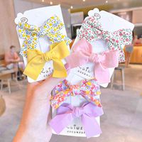 Wholesale 2 pgs set new pretty girls color flower bow staples sweet ornament bandana clips barrettes fashion accessories for hair
