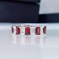 Wholesale Cluster Rings Sterling Silver Square Cut Ruby Simulated Moissanite Diamond For Women Engagement Ring Wedding Bands Gift