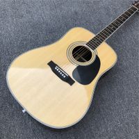 Wholesale 6 Strings Spruce Top Solid Acoustic Guitar with Black Pickguard Rosewood Fretboard Natural Wood Color