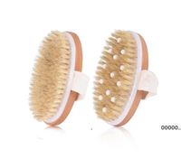 Wholesale newBath Brush Wooden Oval Hand Grip SPA Shower Skin Care Soft Brushs Body Scrub Massage for Dry Skins EWA4708