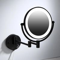 Wholesale Mirrors Makeup Black Painting LED Wall Mount Extending Folding Double Side Light Mirror X x x Magnification Bath