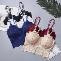 Wholesale Gym Clothing Vertvie Fashion Lingerie Lace Bralette Women Bandeau Wireless Bra Female Sexy Sports Tops Fitness Bras With Straps Padded Vest