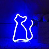 Wholesale Night Lights Cute Cat Shape Neon Sign USB Battery Powered Always On Hanging Home Atmosphere Decoration LED For Wall RE