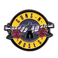 Wholesale Pins Brooches Guns N Roses Band Logo Enamel Pin GNR Rock Music Brooch Badge