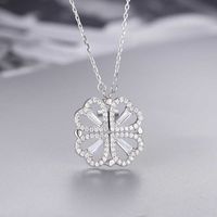 Wholesale Charm Bracelets S925 silver to heart combination foldable Clover Necklace with simple diamond a two size Pendant