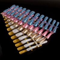 Wholesale False Nails Sets Ballerina Coffin Shape Glitter Nail Tips Sizes Full Cover Manicure Fake Art Shiny Press On