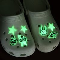 Wholesale 100pcs bad bunny PVC Glow Charms in the dark plastic ornaments Shoe Decoration Accessories Jibitz for croc clogs shoes