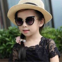 Wholesale Children Sunglass Cat Eye Vintage Kids Girl Boy Cute Eyewear Baby Shad Goggl UV400 Fashion Infant Glass